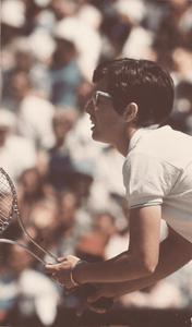 Billie Jean King (American) at Wimbledon in July 1968.
