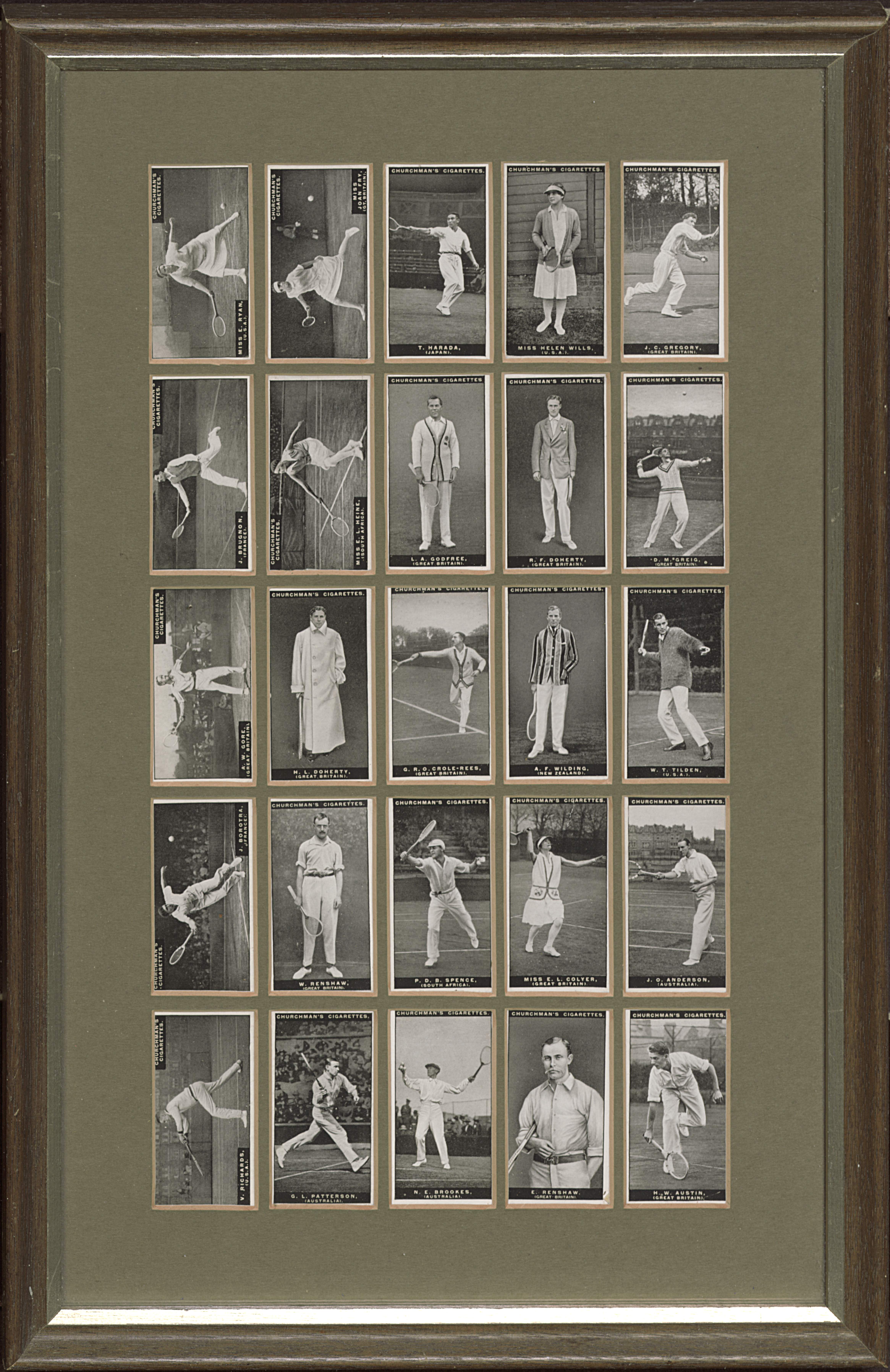 Framed Churchman's Cigarettes Tennis Cards