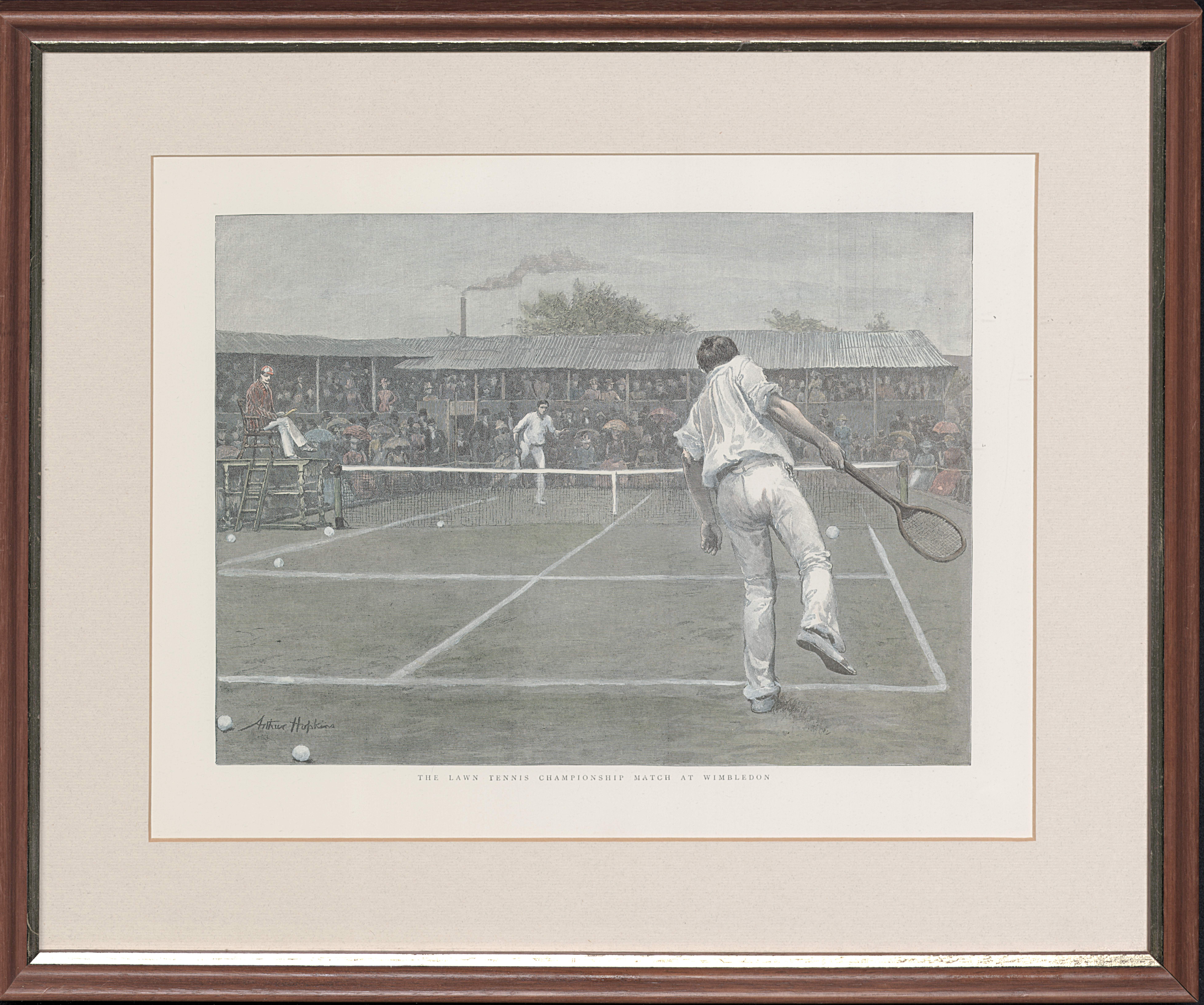 The Lawn Tennis Championship Match at Wimbledon, framed print, by Arthur Hopkins